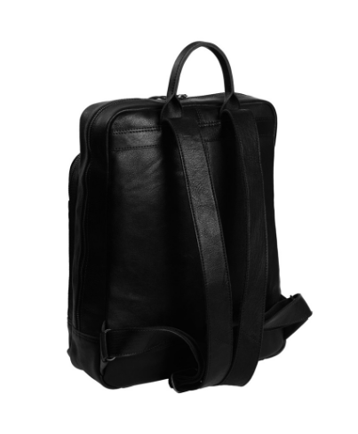 Rucksack mit Vortasche aus Leder in Schwarz - leder-accessoires.com