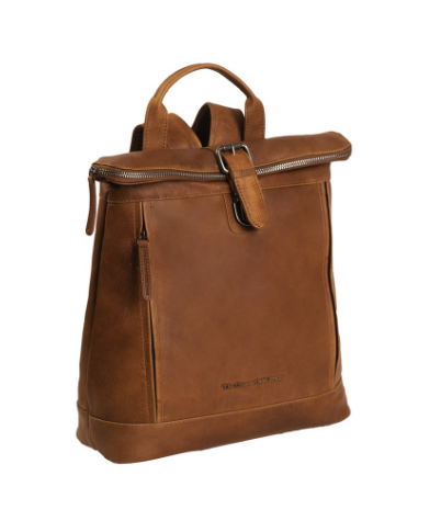 Rucksack Rolltop aus Leder in Cognac