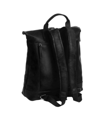 Rucksack Rolltop aus Leder in Schwarz - leder-accessoires.com