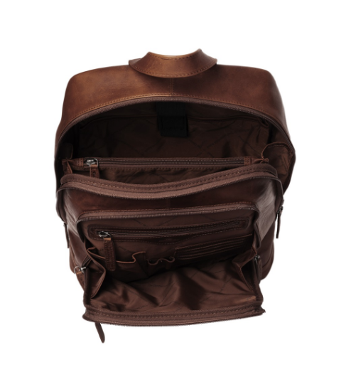 Rucksack mit Vortasche aus Leder in Braun - leder-accessoires.com