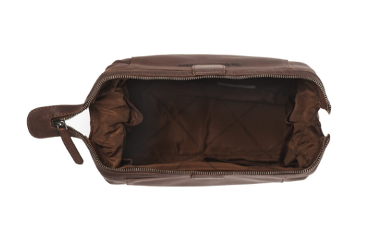 Kulturbeutel|Mausefalle in Braun aus Leder - leder-accessoires.com