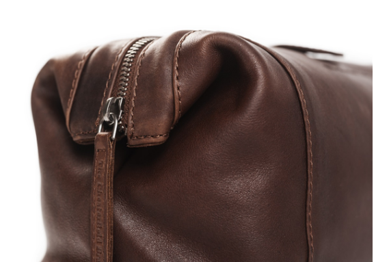 Kulturbeutel|Mausefalle in Braun aus Leder - leder-accessoires.com