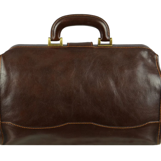 Arzttasche|Doctor Bag aus Leder in Braun mit Steckschloss - leder-accessoires.com