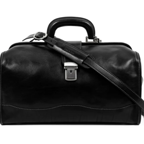 Arzttasche|Doctor Bag aus Leder in Schwarz mit Steckschloss - leder-accessoires.com