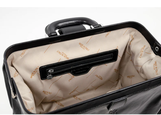 Arzttasche|Doctor Bag aus Leder in Schwarz mit Steckschloss - leder-accessoires.com