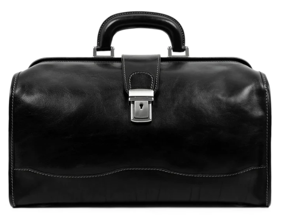 Arzttasche|Doctor Bag aus Leder in Schwarz mit Steckschloss - leder-accessoires.com