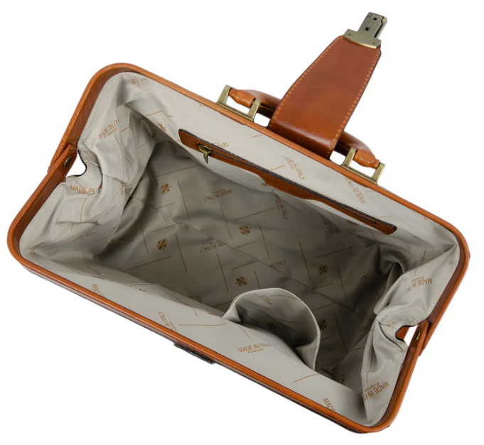 Arzttasche|Doctor Bag aus Leder in Cognac mit Steckschloss