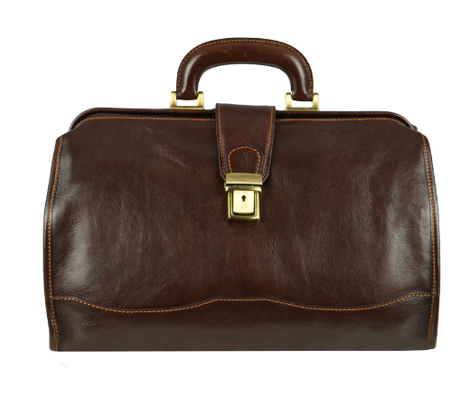 Arzttasche|Doctor Bag aus Leder in Braun mit Steckschloss - leder-accessoires.com