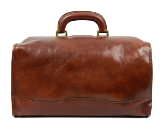 Arzttasche|Doctor Bag aus Leder in Hellbraun mit Steckschloss - leder-accessoires.com