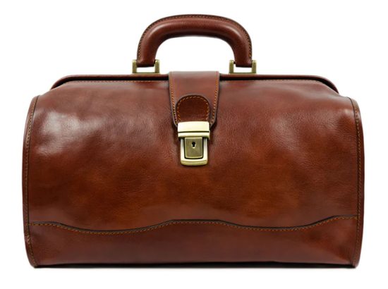 Arzttasche|Doctor Bag aus Leder in Hellbraun mit Steckschloss - leder-accessoires.com