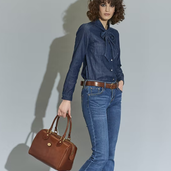 Bowlingtasche The Bridge in Braun aus Leder - leder-accessoires.com