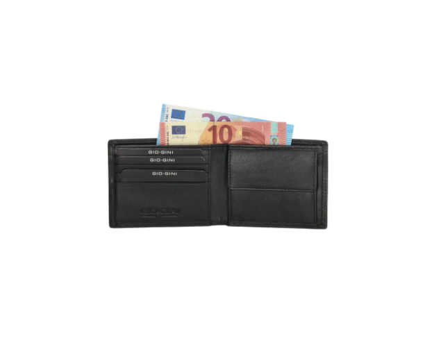 Geldbörse Querformat 11x9cm  in Schwarz aus Leder