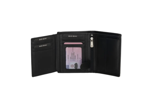 Geldbörse Hochformat 12 x 9,5cm  in Schwarz aus Leder - leder-accessoires.com