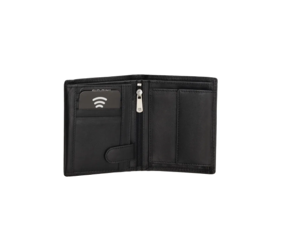 Geldbörse Hochformat 12 x 9,5cm  in Schwarz aus Leder