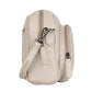 Umhängetasche aus Leder in Beige mit Reißverschluss und Vortasche