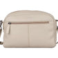 Umhängetasche aus Leder in Beige mit Reißverschluss und Vortasche