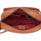 Umhängetasche aus Leder in Cognac mit Reißverschluss und Vortasche