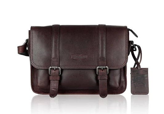 Umhängetasche aus Leder in Braun mit Überschlag und Magnetverschluss - leder-accessoires.com