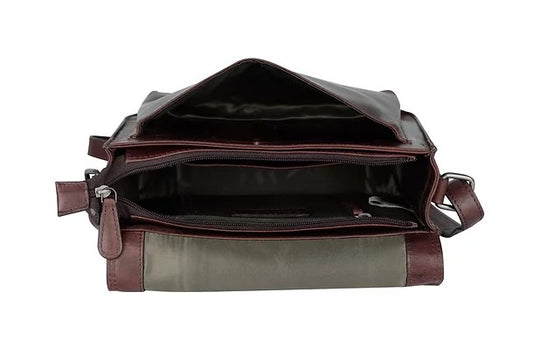 Umhängetasche aus Leder in Braun mit Überschlag und Magnetverschluss - leder-accessoires.com