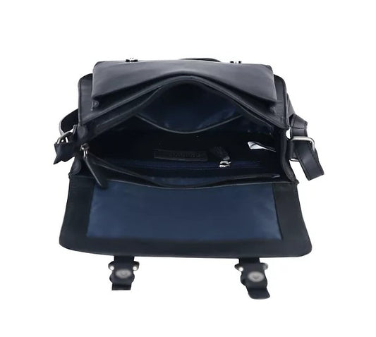 Umhängetasche aus Leder in Schwarz mit Überschlag und Magnetverschluss - leder-accessoires.com