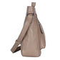 Umhängetasche aus Leder in Taupe mit Reißverschluss und Vortaschen
