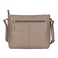 Umhängetasche aus Leder in Taupe mit Reißverschluss und Vortaschen