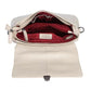 Kurzgrifftasche aus Leder in Beige mit Überschlag und Steckschloss