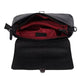 Kurzgrifftasche aus Leder in Schwarz mit Überschlag und Steckschloss