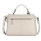 Kurzgrifftasche aus Leder in Beige mit Überschlag und Steckschloss