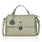 Kurzgrifftasche aus Leder in Olive mit Überschlag und Steckschloss