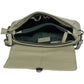 Kurzgrifftasche aus Leder in Olive mit Überschlag und Steckschloss