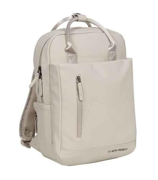 Laptoprucksack 9L in Beige mit verschweißten Reißverschlüssen