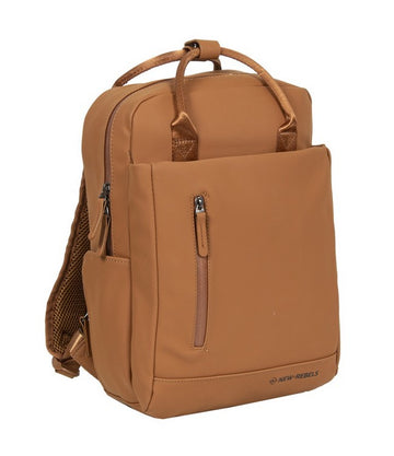 Laptoprucksack 9L in Cognac mit verschweißten Reißverschlüssen