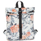 Rolltoprucksack Mini mit Blumenmuster in Weiß