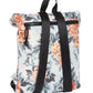 Rolltoprucksack Mini mit Blumenmuster in Weiß