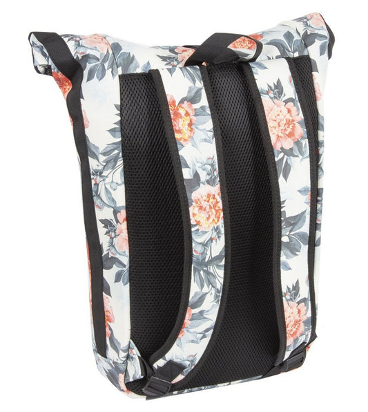 Rolltoprucksack 16L mit Blumenmuster in Weiß