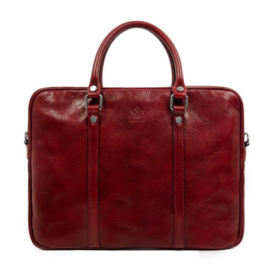 Businesstasche Kurzgriff aus Leder in Rot mit Reißverschluss - leder-accessoires.com