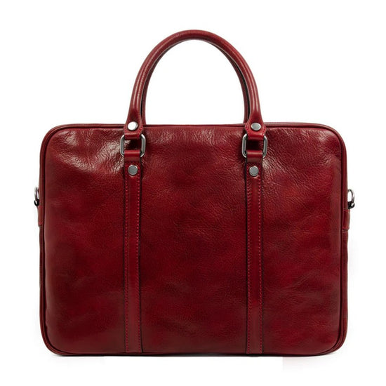 Businesstasche Kurzgriff aus Leder in Rot mit Reißverschluss - leder-accessoires.com
