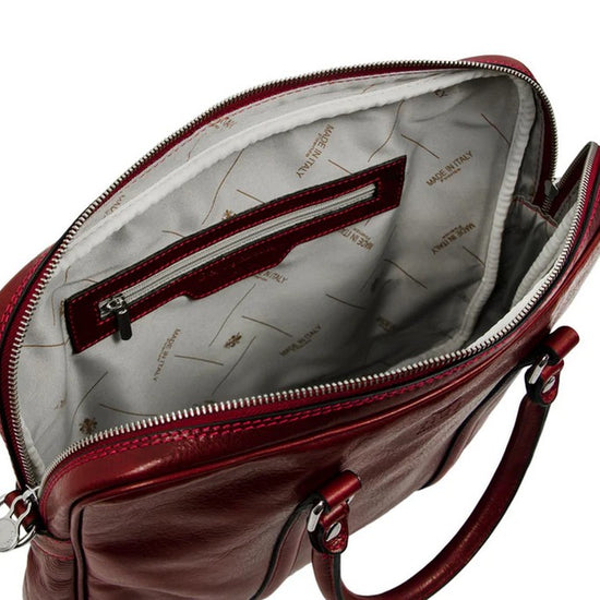 Businesstasche Kurzgriff aus Leder in Rot mit Reißverschluss - leder-accessoires.com