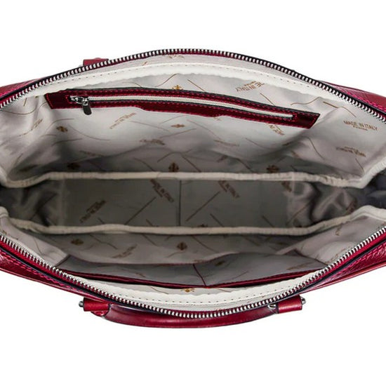 Businesstasche Kurzgriff aus Leder in Rot mit Reißverschluss - leder-accessoires.com