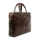 Businesstasche aus Leder in Braun mit Reißverschluss und Vortasche