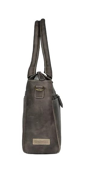 Schultertasche aus Leder in Braun mit Reißverschluss