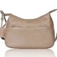 Umhängetasche|Bananenform aus Leder in Taupe|Grau mit Reißverschluss