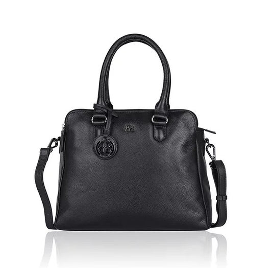 Kurzgrifftasche aus Leder in Schwarz mit Reißverschluss - leder-accessoires.com