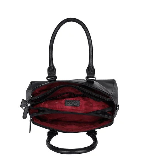 Kurzgrifftasche aus Leder in Schwarz mit Reißverschluss - leder-accessoires.com