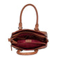 Kurzgrifftasche aus Leder in Cognac mit Reißverschluss