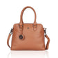 Kurzgrifftasche aus Leder in Cognac mit Reißverschluss