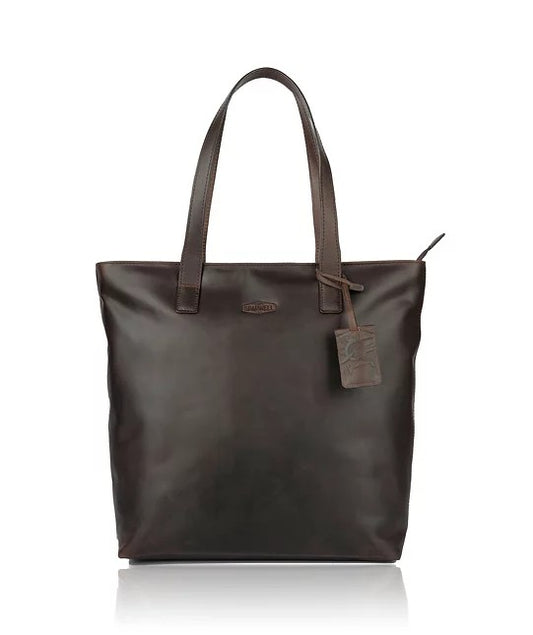 Ledershopper in Braun mit Reißverschluss - leder-accessoires.com