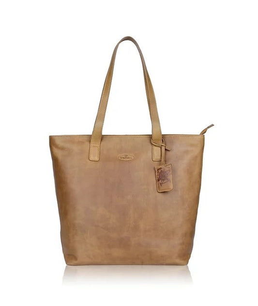 Ledershopper in Cognac mit Reißverschluss - leder-accessoires.com