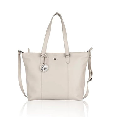Ledershopper in Beige mit Reißverschluss